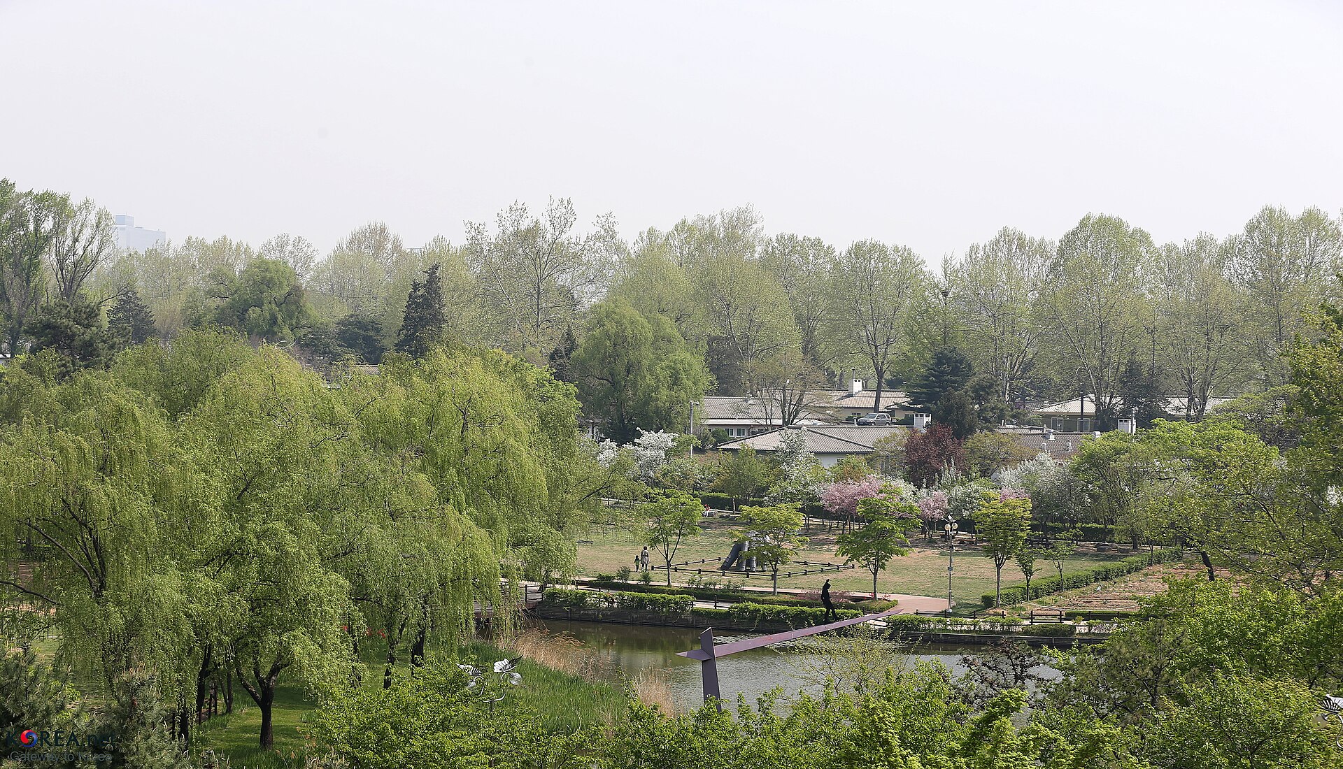 Trees and planted landscape at Yongsan Family Park.
