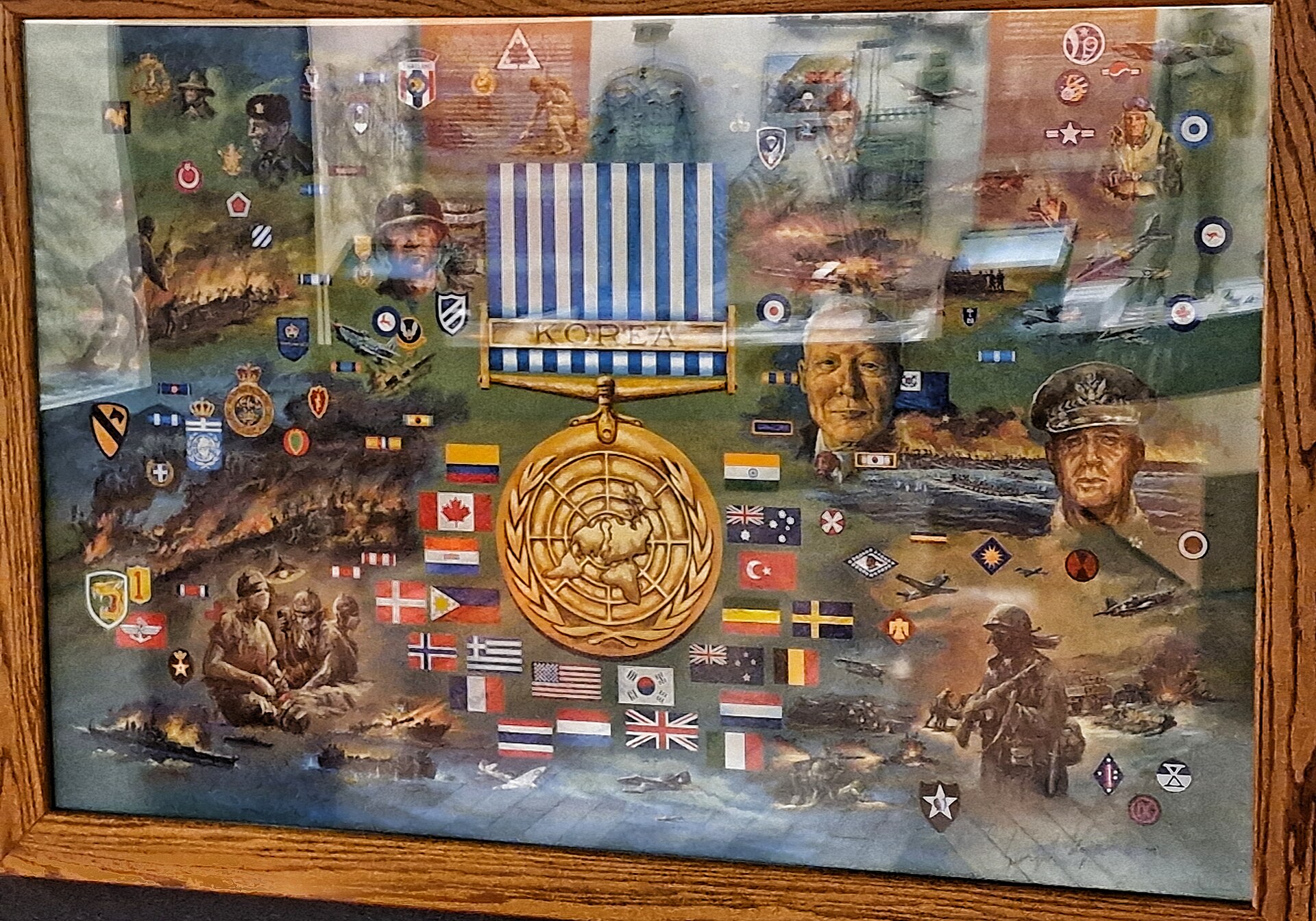 A display concerning United Nations participation.