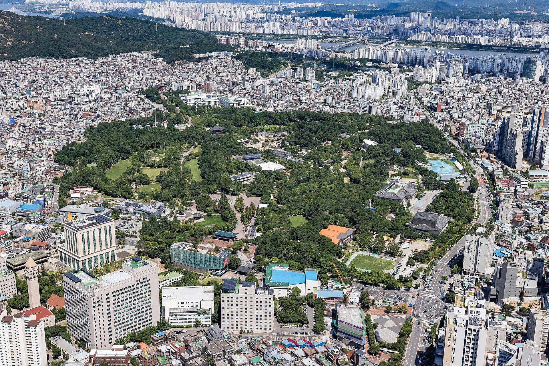 An aerial photograph of Seoul Children’s Grand Park.