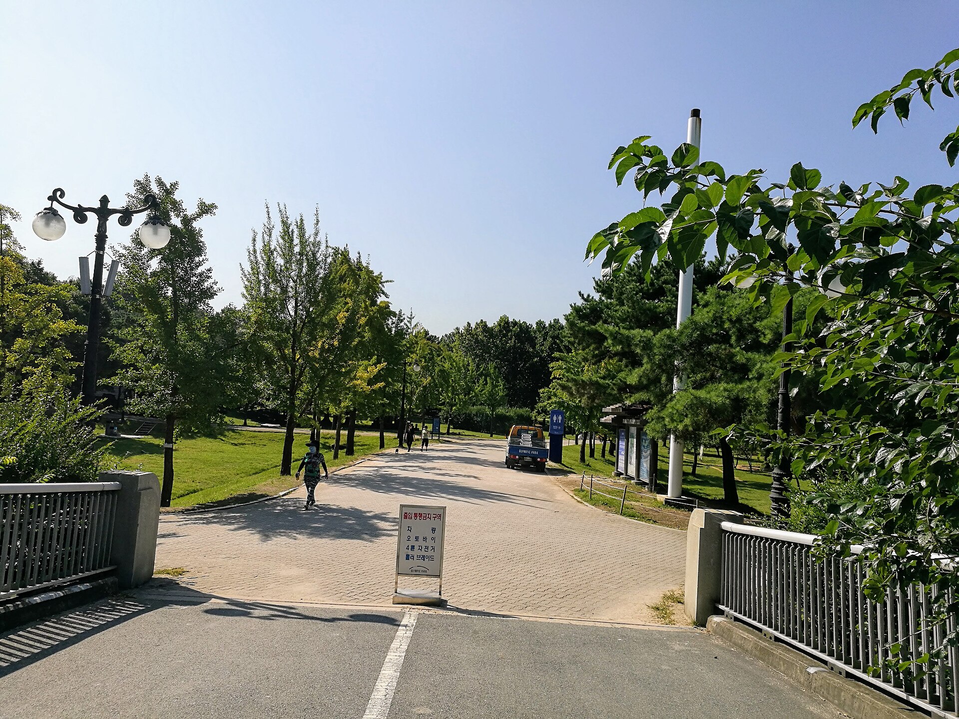 A path through the planted landscape.