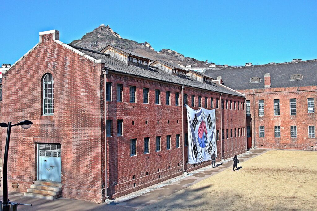 The former prison buildings in red brick.