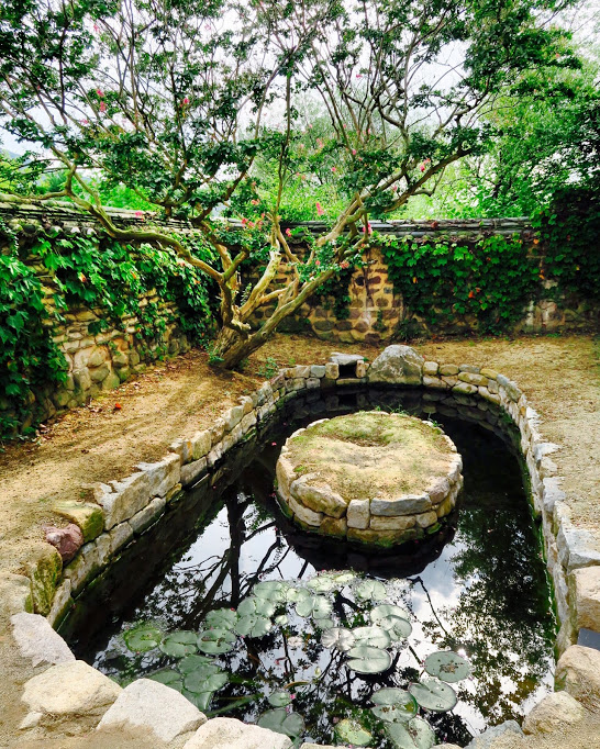 Small stone-edged Gwangyeongji pond at Byeongsan Seowon