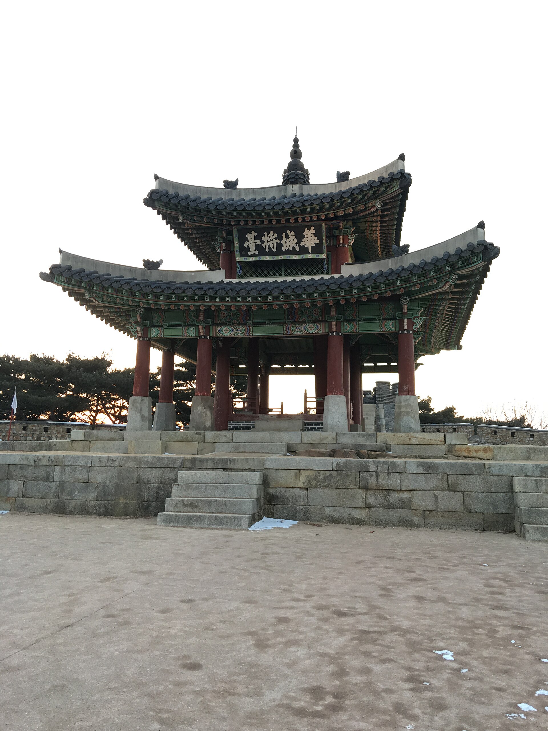 Seojangdae pavilion above stone steps, photographed in January 2016